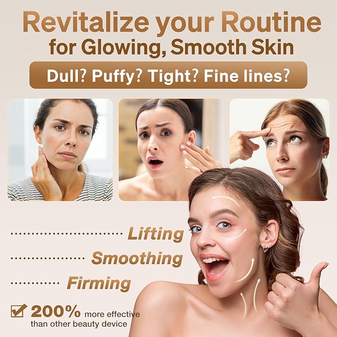 Facial Massager for Face and Neck, 7-in-1 Face Neck Massager Tool with 4 Modes, Beauty Device Facial Massage for at-Home Skin Care