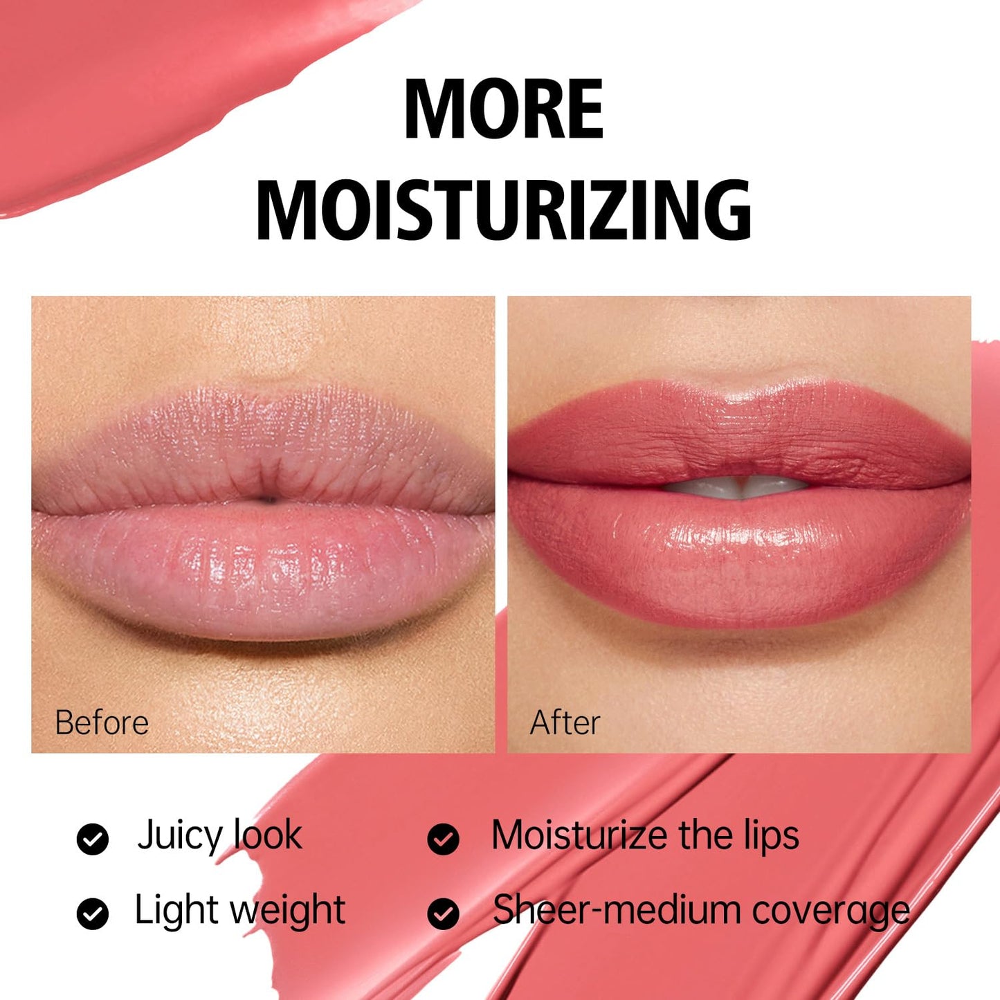 MAKI YIKA Moisture Pink Lipstick for Women Hydrate Lip Balm for Dry Cracked Lips Weightless Glossy Lip Color Juicy Finish,MA058 Nude Pink