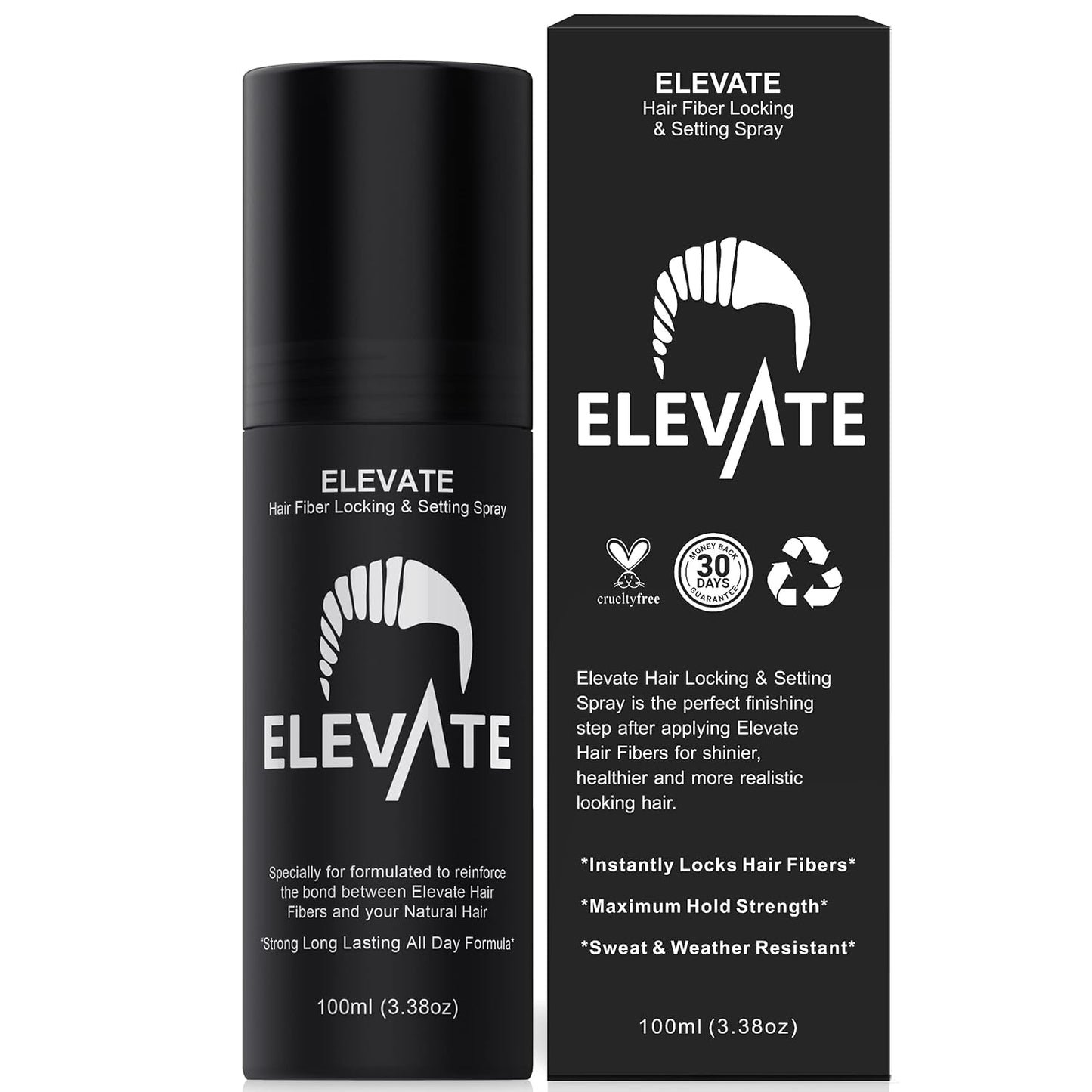Elevate Hair Fiber Locking & Setting Hold Spray | New Advanced Long Lasting Formula | 2-6 Month Supply | Strong Formula for Wind, Sweat, and Weather Resistant for Men and Women