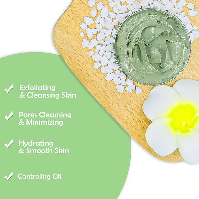 ANAI RUI Green Tea Mask, Clay Mask for Poreless Deep Cleanse, Green Tea Face Mask Blackhead Remover with Kaolin, Aloe, Collagen, Pore Minimizer, Hydrating, Moisturizing