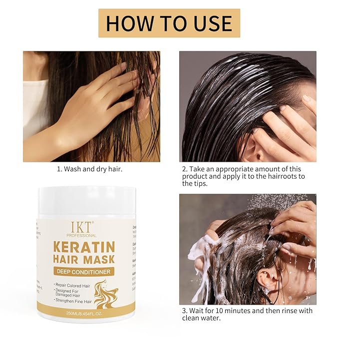 Hair Mask 8.45 Fl Oz Deep Conditioning Hair Mask for Damaged Hair, Hair Care Conditioner for Women, Infused with Essential Oils, Biotin, Intensive Repair for Dry, Frizzy Hair