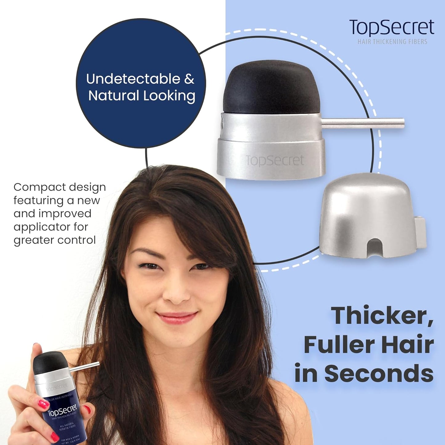 Top Secret Hair Thickening Building Fibers Applicator Included - Undetectable & Natural Hair Filler for Men & Women - Instantly Fill In Thinning Hair - Weather & Sweat Resistant (Light Brown, Large)