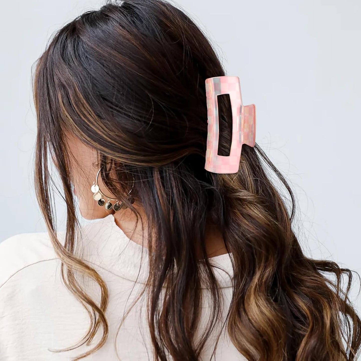 6Pcs Checkered Claw Clips for Women Multicolored Rectangle Hair Clip Strong Hold Claw Y2K Hair Accessories for Thin Thick Hair