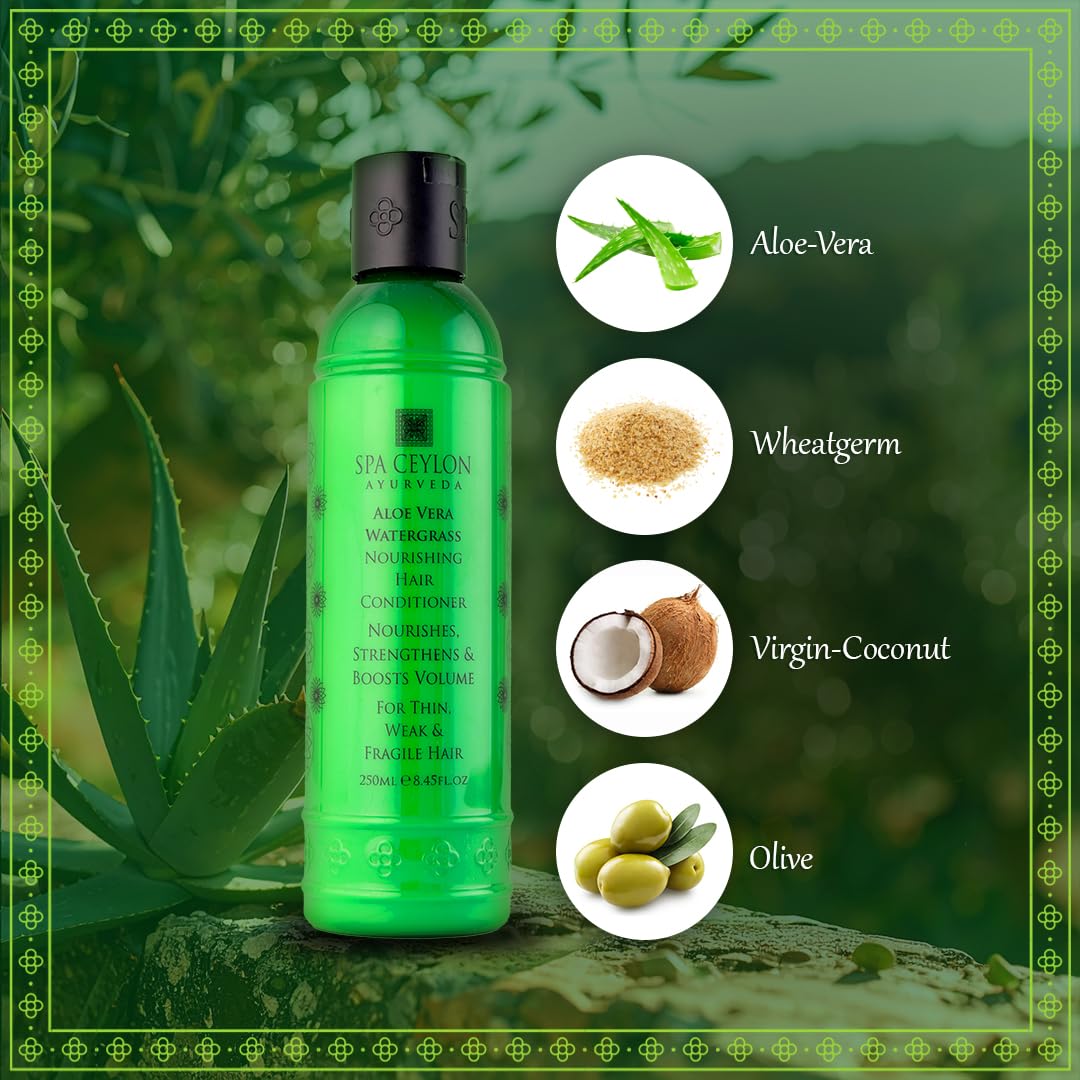 SPA CEYLON Aloe Vera Watergrass Nourishing Hair Conditioner | Nourishes Strengthens and Boosts Volume for Thin Weak and Fragile Hair