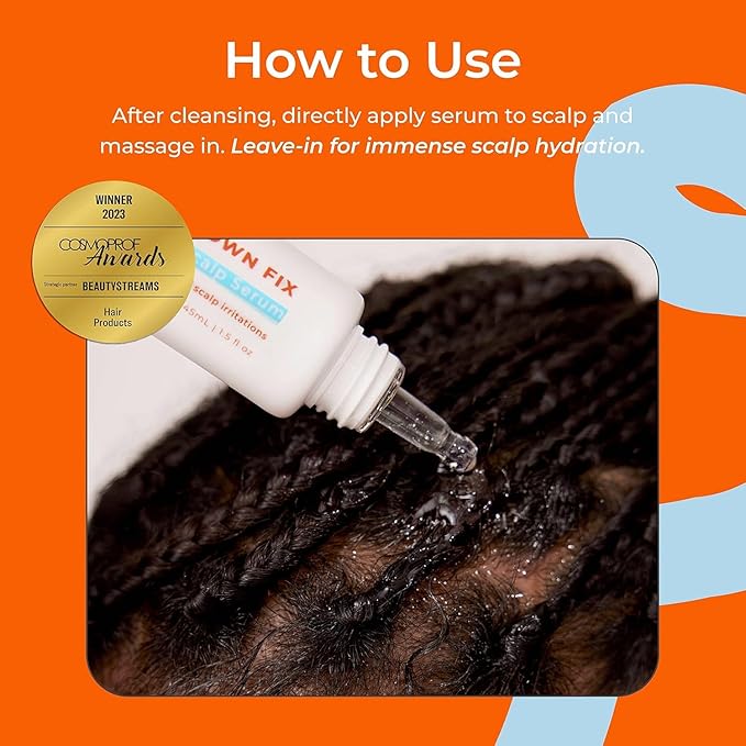 Crown Fix Dry Scalp Serum - Hydrating Serum for Hair Repair & Itchy Scalp Relief - Prebiotic Formula Moisturizes & Relieves Stress from Heat Styling - Vegan & Safe for Colored Hair (1.5 oz)