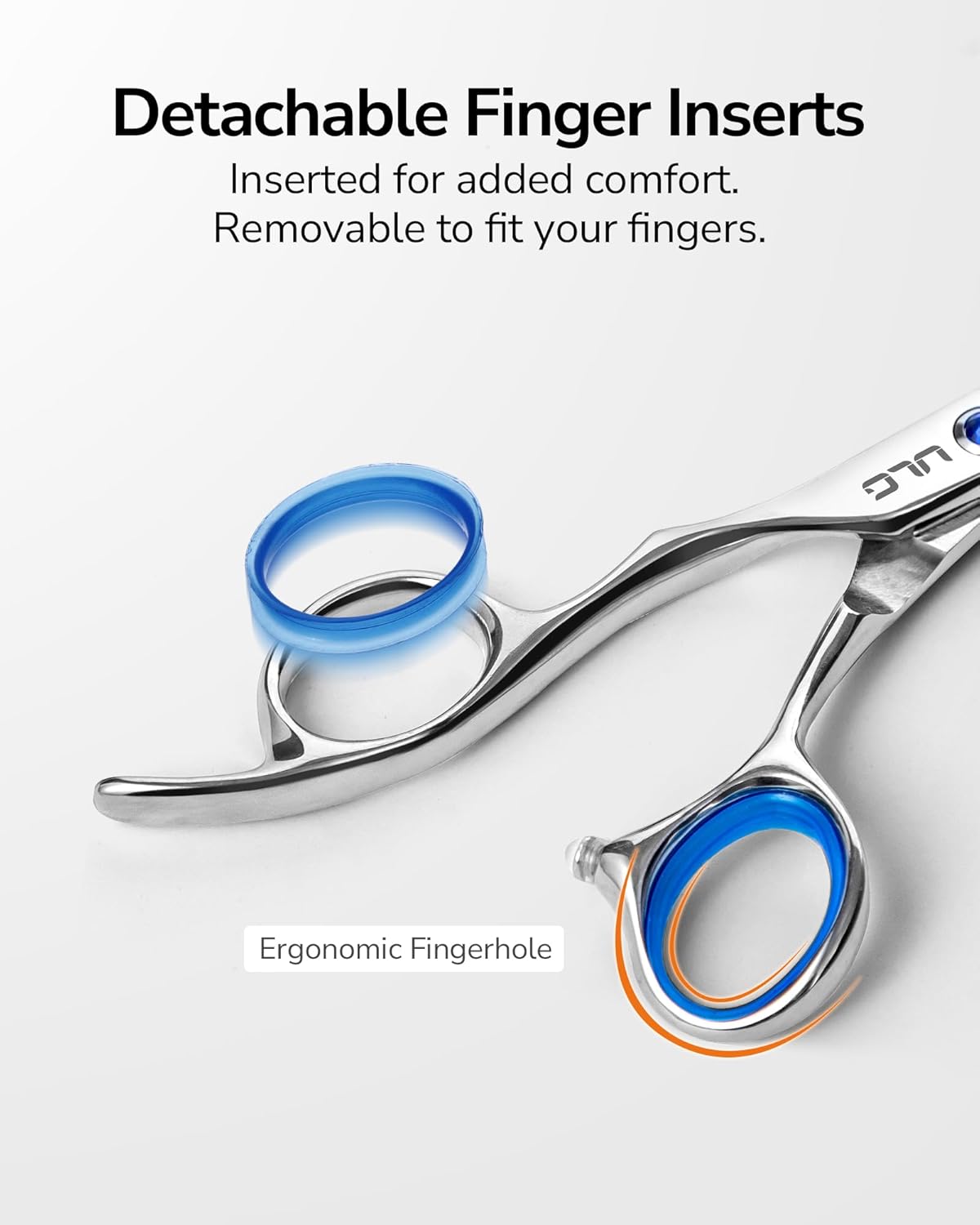 Hair Cutting Scissors for Left Hand, ULG Left-Handed Professional Hair Scissors 6.5-Inch Razor Edge Barber Shears for Salon and Home Hair Cutting Made of Japanese Stainless Steel, Blue Fingerhole Ring