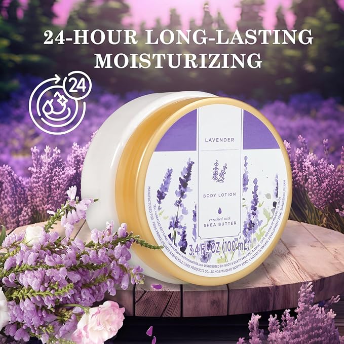 Princess Belle Lavender Body Lotion, Travel Size Body Lotion for Women and Men Dry Skin, Deep Moisturizing and Hydrating with Natural Shea Butter, Smell Good, 100ml(3.4floz)