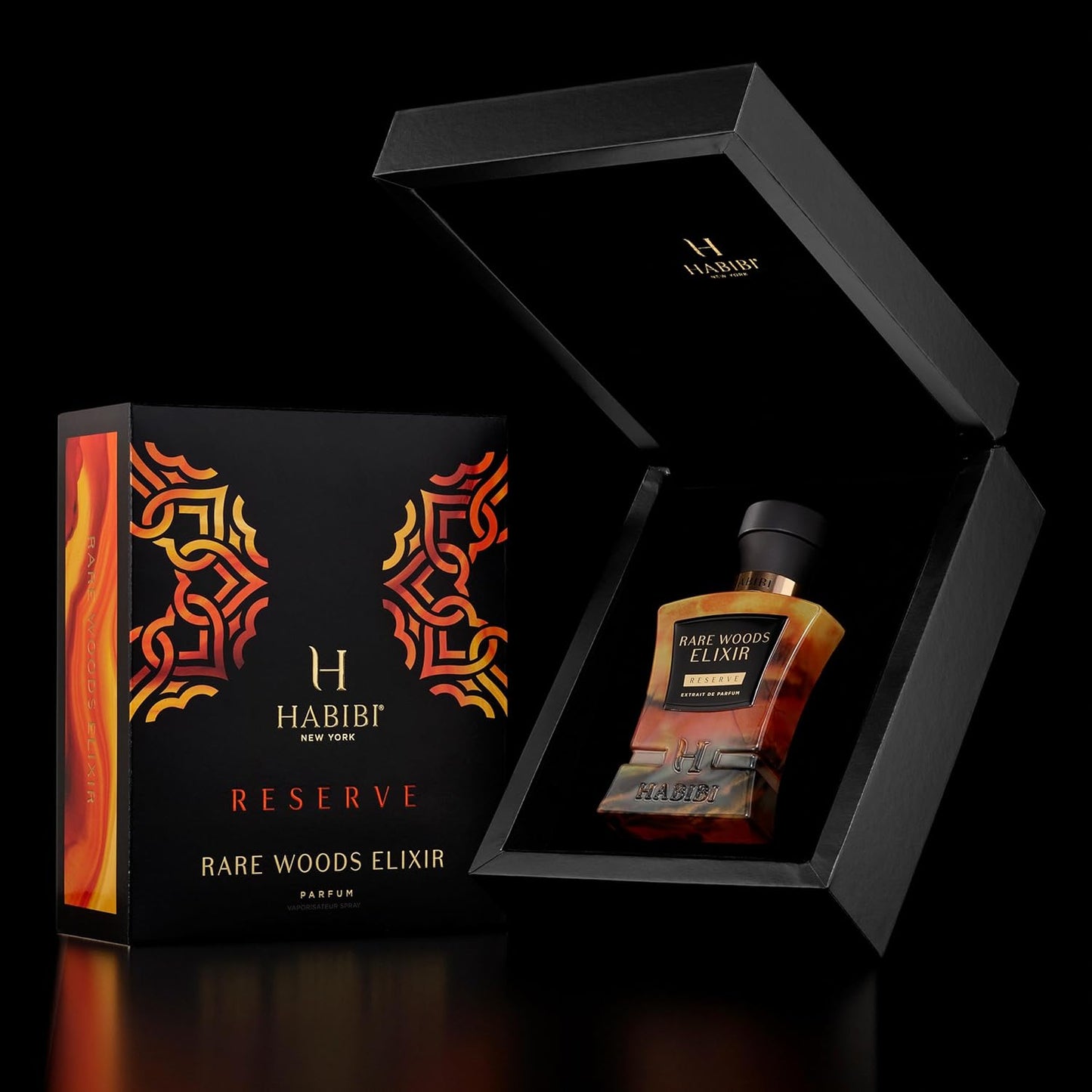 H HABIBI Rare Wood Elixir Extrait De Parfum – Cologne for Men & Perfume for Women, 2.5 oz Long Lasting Unisex Fragrance with Cardamom & Tea, Arabian Scent