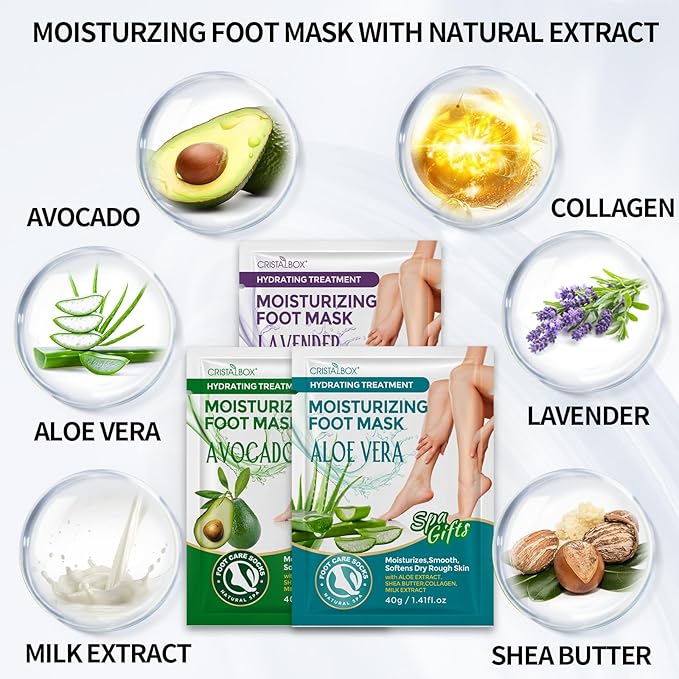 Moisturizing Foot Mask 5 Pack,Hydrating Foot Masks for Dry Cracked Feet,Moisturizing Socks Dry Skin Moisturizer for Soft and Smooth Touch Feet,Foot Care Spa Gifts for Women Men Mother's Day Gifts