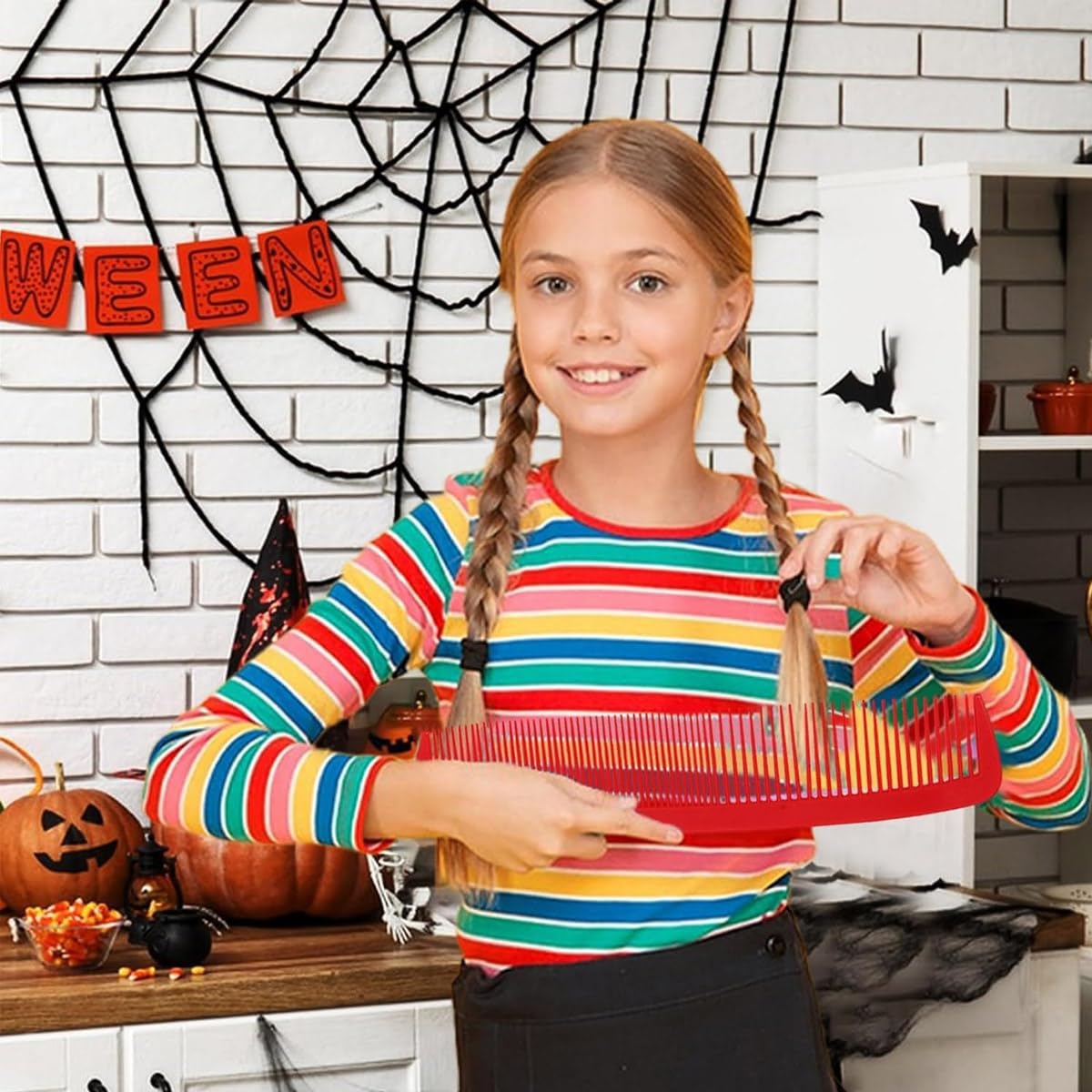 Party Carnival Giant Comb - Giant Wide Comb for Halloween & Carnival,Oversized Prank Hair Styling Tool（Blue）