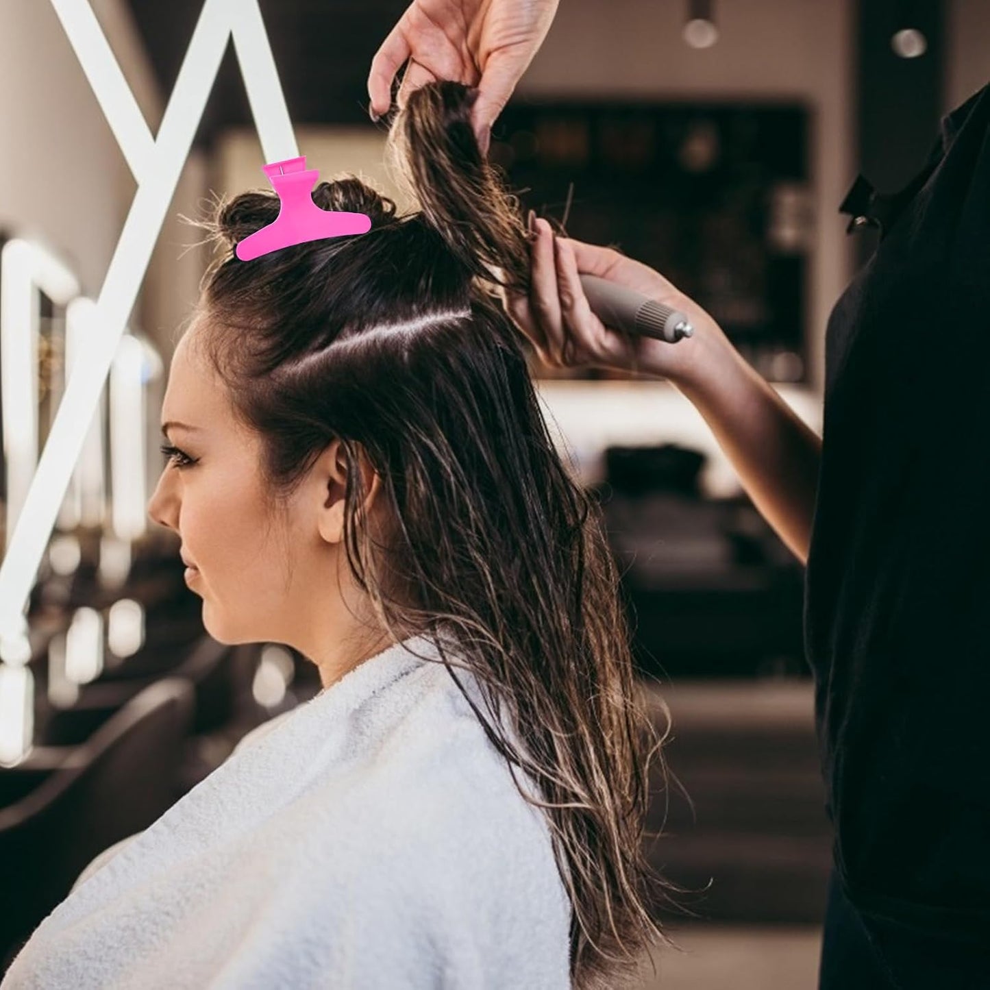 Ondder 24 Pcs Hot Pink Butterfly Hair Claw Clips for Styling Sectioning Styling Makeup Hair Sectioning Clips for Makeup Cutting Coloring Hair Accessories for Women Girls