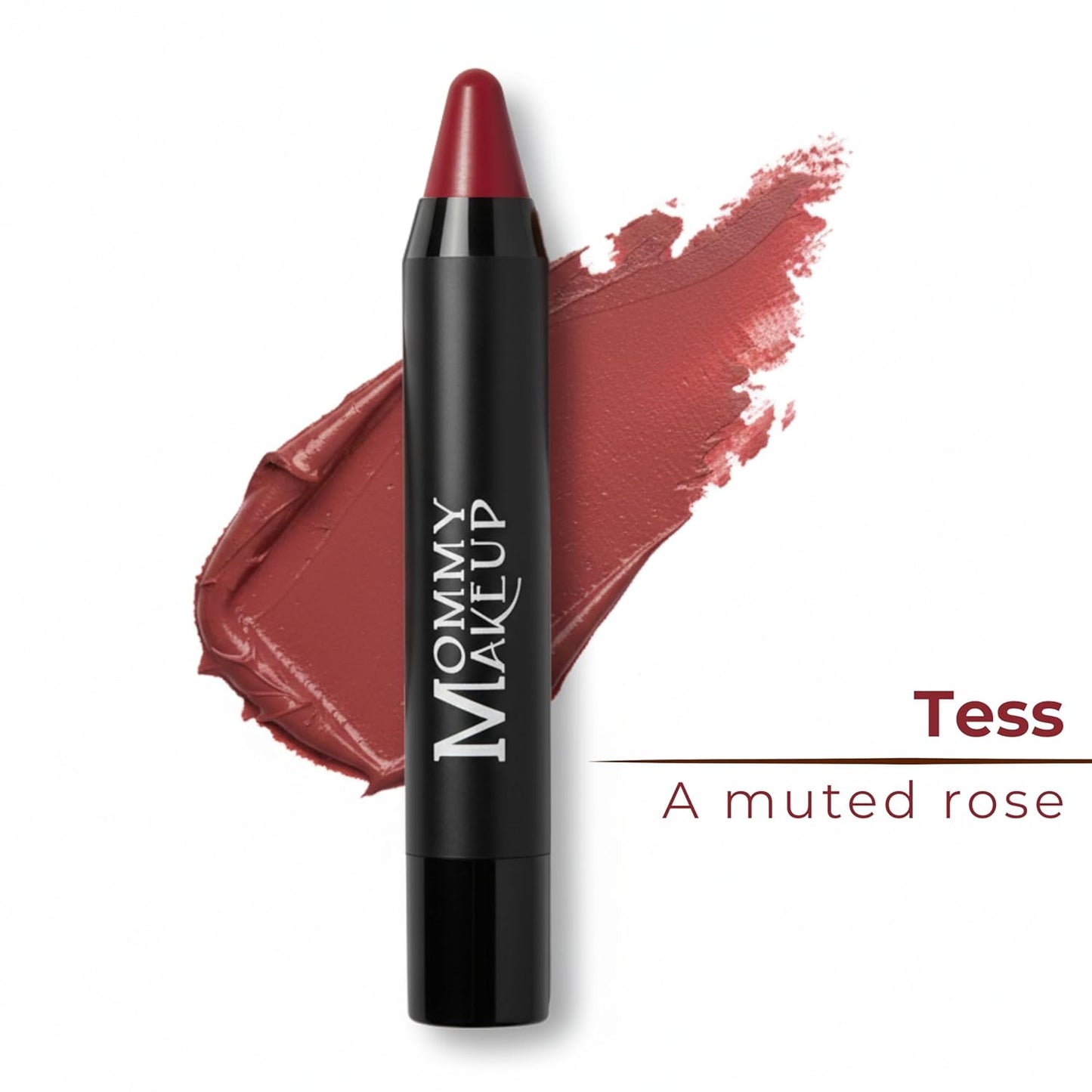 Mommy Makeup Triple Sticks Lipstick, Cream Blush & Teatment All-In-One with Shea & Cocoa Butter - Soft & Creamy Moisturizing Lip Crayon For Lips & Cheeks (Tess)