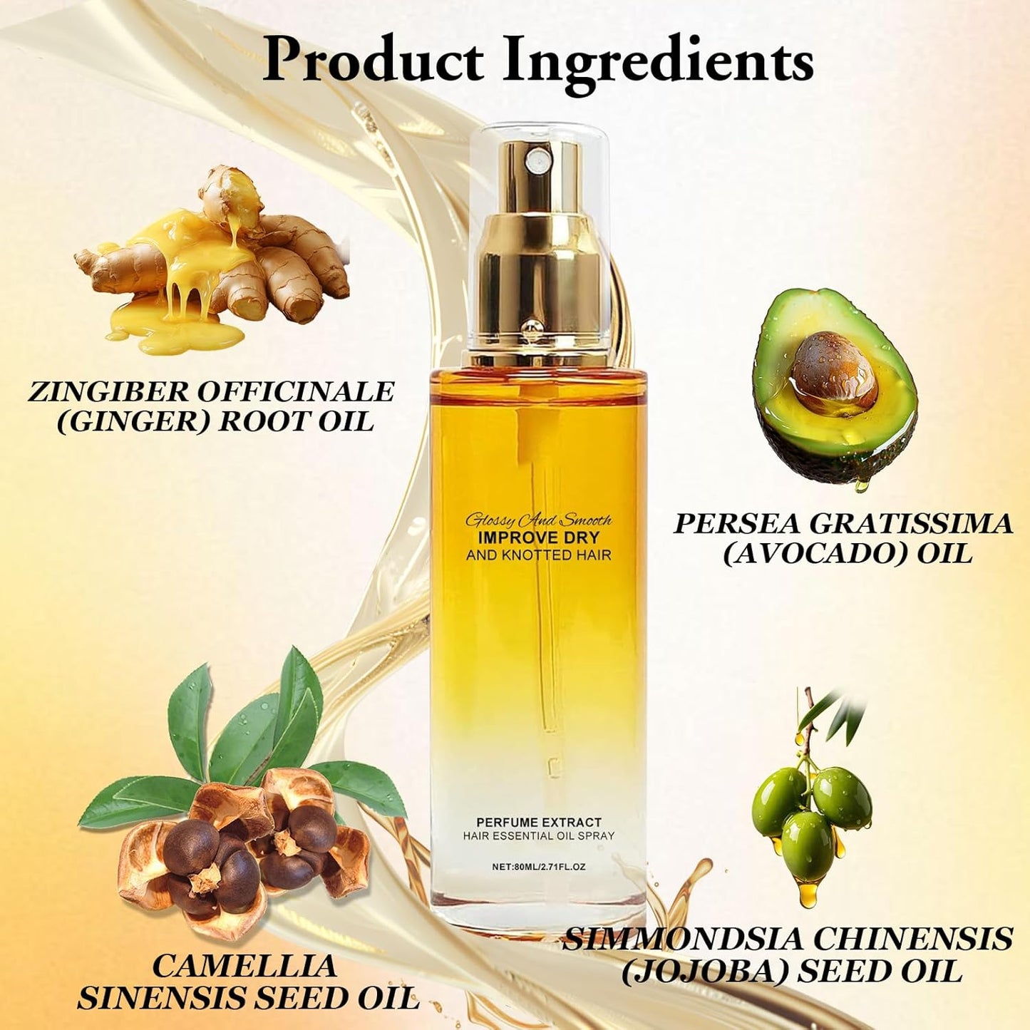 Hair Treatment Oil, Clear Hair Oil Spray Improve Dry and Frizzy Hair, Curly Hair, Detangling, Styling and Moisturizing - for Women & Men Daily Care