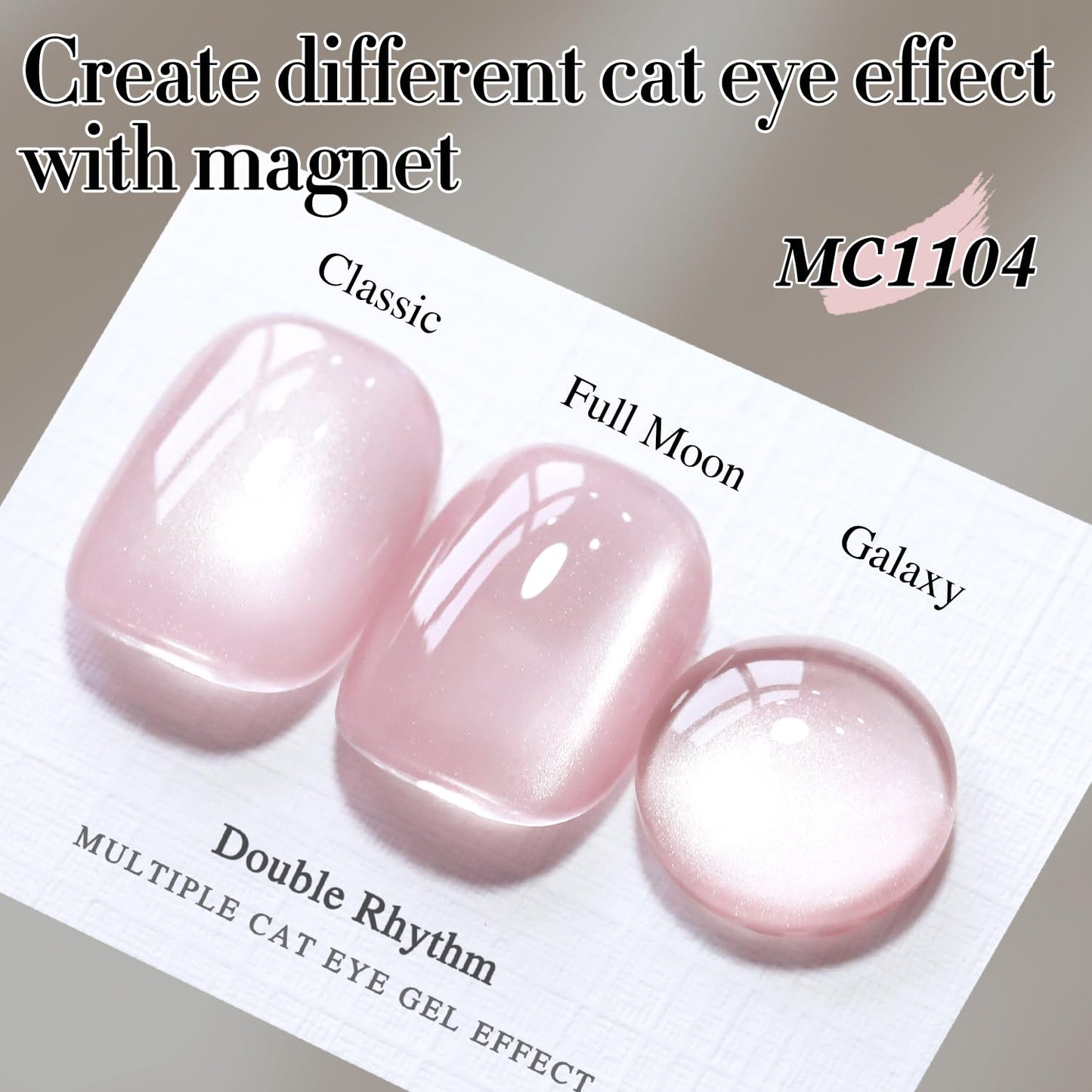 Double Rhythm Jelly Glass Cat Eye Gel Polish with Magnet 15ML Holographic Glitter Shimmer Translucent Sheer Color Magnetic Nail Polish Salon DIY at Home (Jelly Pink Nude-MC1104)