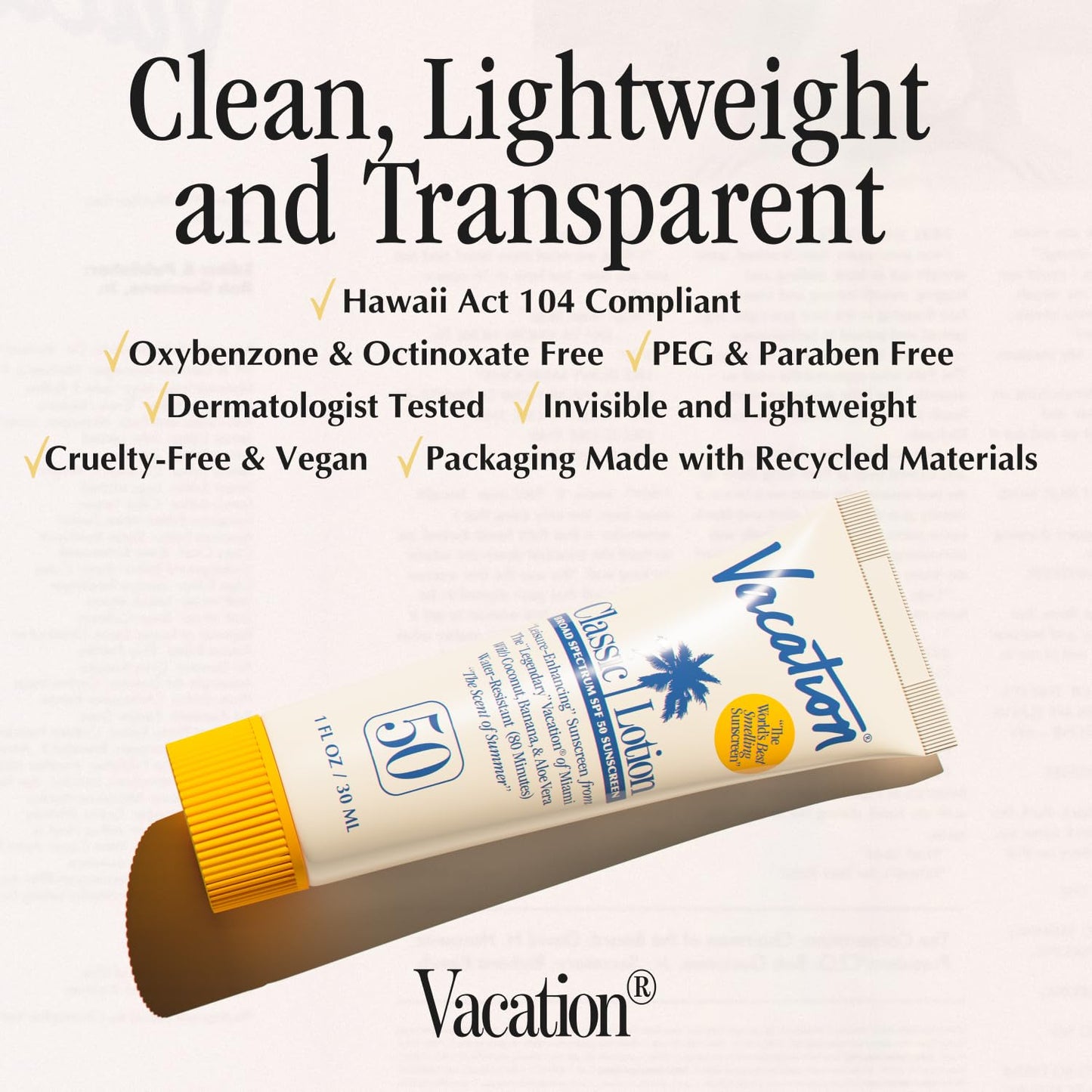 Vacation Mini Classic Lotion SPF 50, Water-Resistant, Mini Sunscreen Bulk Party Favor, Beach Must Haves, Traveling Essentials, Suntan Lotion Travel Size, 1 Fl. Oz. (Value Pack of 12)