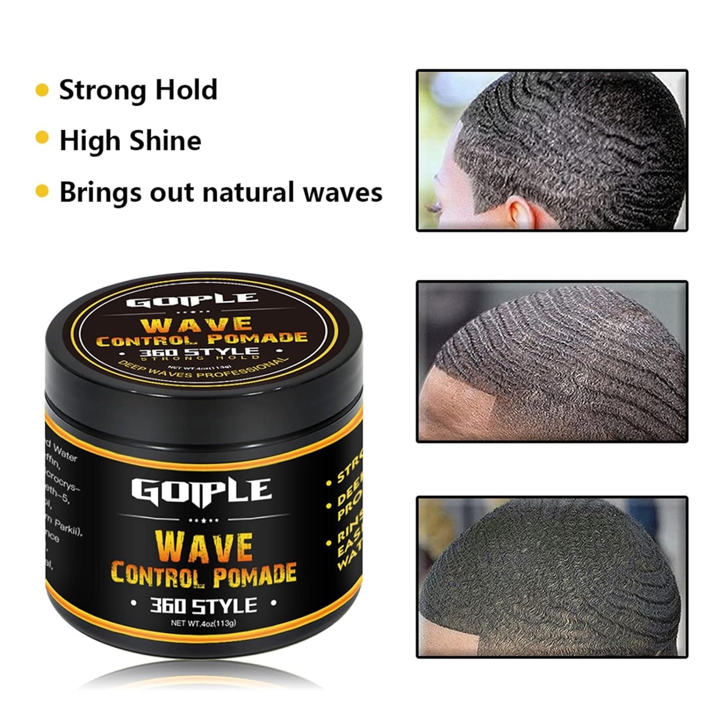 Wave Butter 360 Wave Grease for Men, Wave Pomade for Layered Waves, Moisture, Control and Silky Shine -All Natural Wave Cream, Natural Wave Butter Cream with Shea Butter and Beeswax for Wolfing Kit