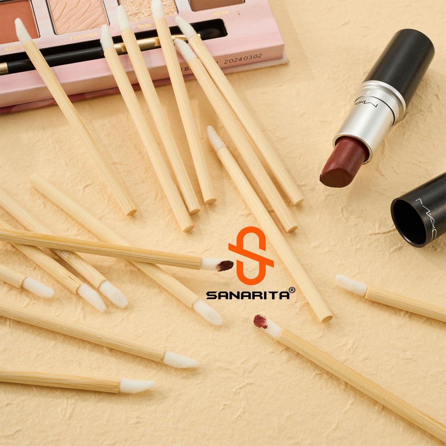 100Pcs Premium Disposable Lip Brushes Lipstick Applicator Wands Bamboo Handle Makeup Tool Kits Soft Hygienic Wands for Professional Personal Use