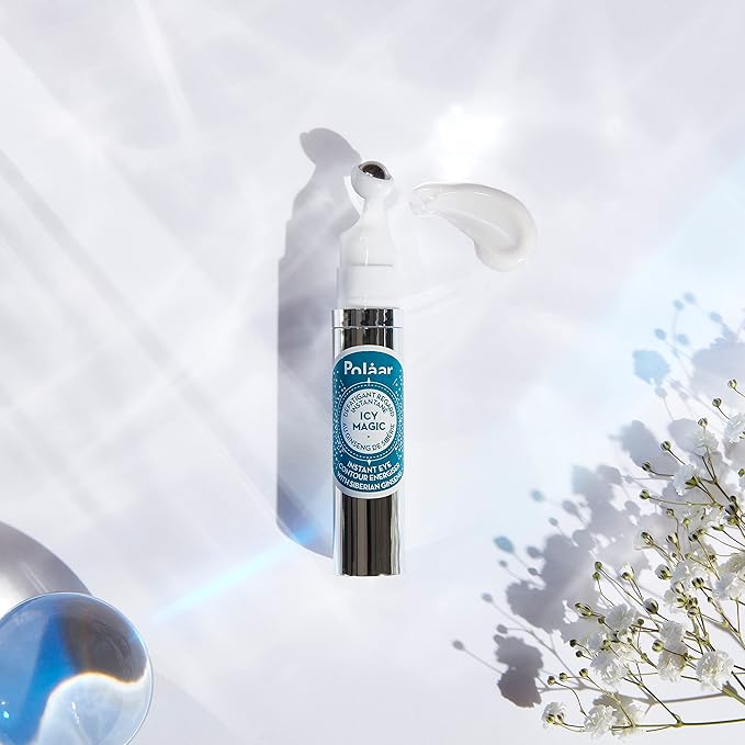 Polåar - Icy Magic Instant Eye Contour Energiser with Siberian Ginseng - Anti-Dark Circles & Puffiness- Decongesting Icy Ball - Fragrance-Free - 92% Natural, Vegan, Cruelty Free, Made in France - 0.4