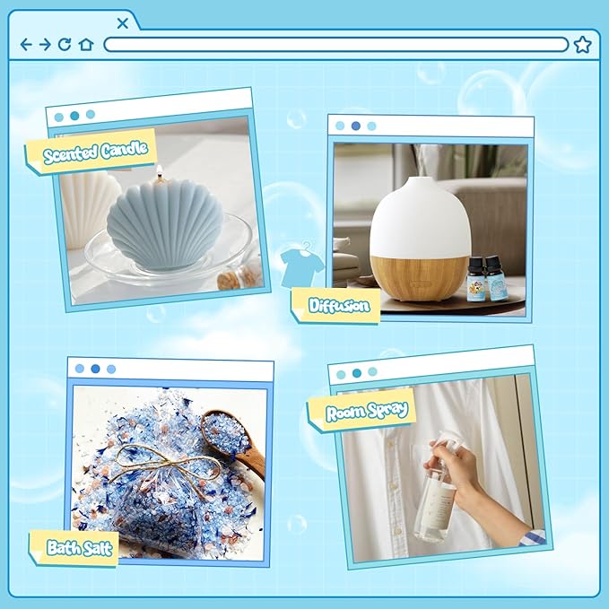 SALUBRITO Laundry Fragrance Oils, Clean Essential Oil Set for Home & Diffuser, Use With Wool Dryer Balls, Fresh Linen, Fresh Cotton, Lavender Field, Citrus Boost, Ocean Mist, Clean Laundry Scented Oil