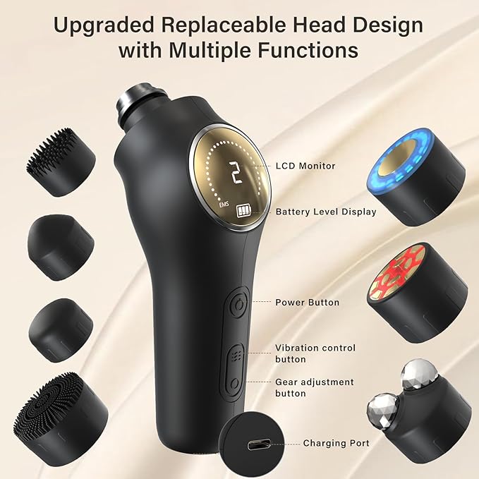 Facial Device, Rechargeable Facial Roller Massager, Portable Facial Kit with Red Light for Skin Care, Waterproof Face Massager with Cleaning Function