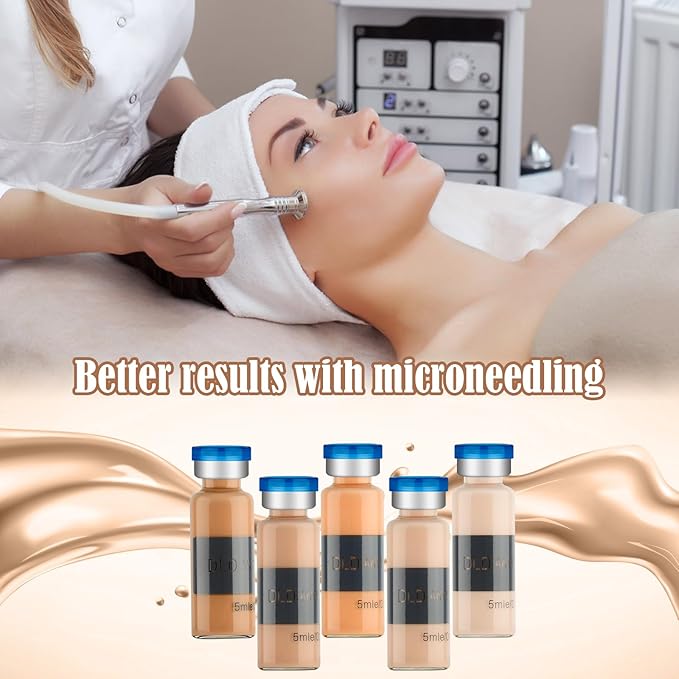 BB Facial Glow Starter Kit Facial Pigment Serum Treatment Kit,DLD Anti-Aging Serum Pigments Set for Micro-needling Skin Treatment 10 Vials 5ml Niacinamide and Peptides To Brighten Skin Tone Foundation