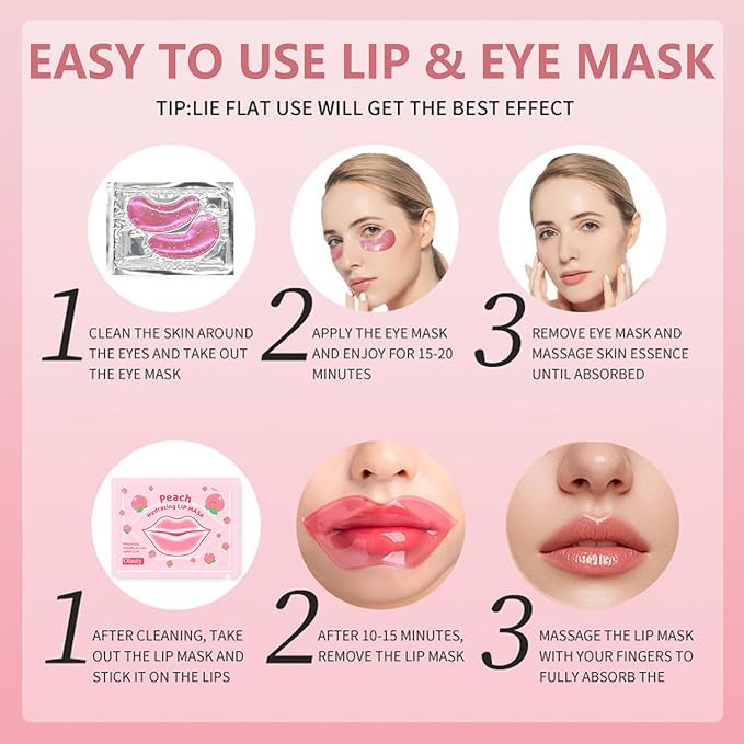 30 Pairs Lip Mask & Eye Mask,Under Eye Patches For Reducing Fine Lines & Dark Circles,Moisturizing Lip Spa Daily Labial Masks,Hydrating Adult Spa Party Favors Bridesmaid Gifts Birthday Gifts
