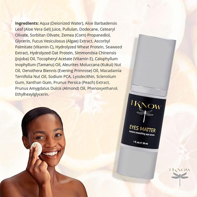IKNOW EYES MATTER Instant Smoothing Eye Serum, Rapid Wrinkle Reducer, Rejuvenating, Brightening Treatment for Fine Lines, Puffiness & Dark Circles, (1oz)