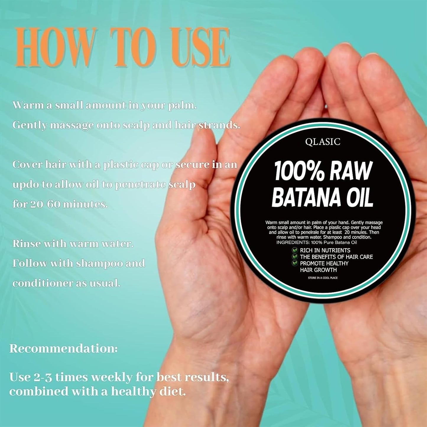 Raw Batana Oil for Hair Growth - Easy Application for Intensive Hydration and Growth -100% Pure, Nourish and Revitalize for Smooth, Tangle-Free Hair and Enhances Hair Thickness in Men & Women