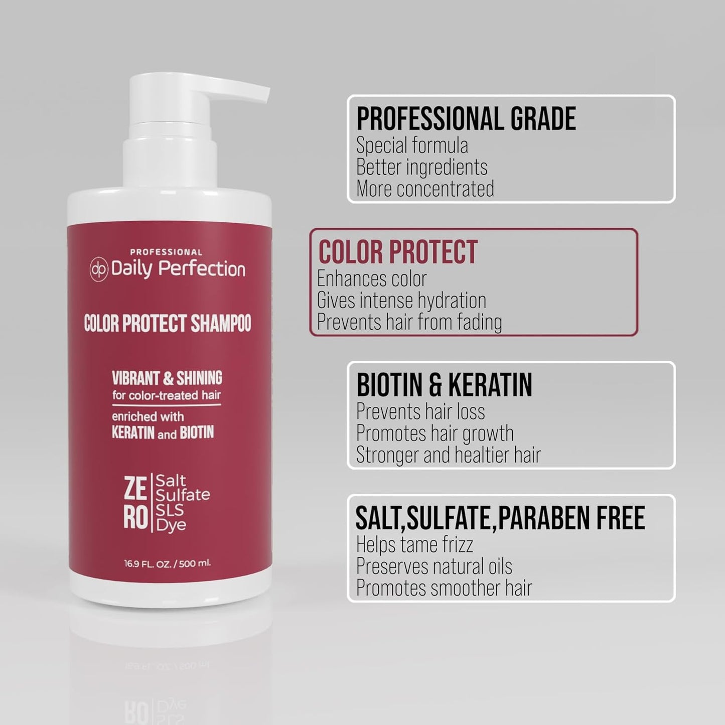 (dp) Color Protect Shampoo – Maintain & Enhance Color-Treated Hair – Clean + Salon-Grade Formula with Biotin & Keratin