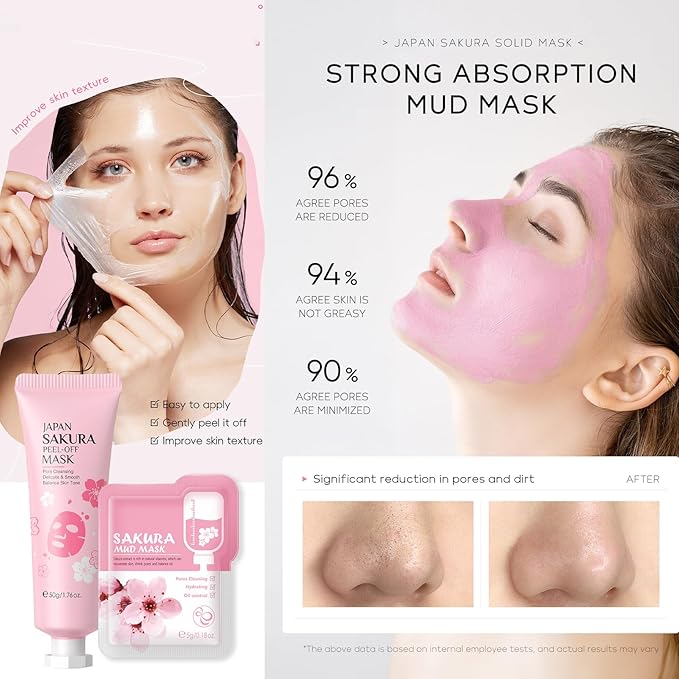 Sakura Skin Care Sets & Kits, Japanese Cherry Blossom Gifts for Teenage Girls, Pamper Sets for Women Gifts, Facial kit Daily Care All In One Set, Travel Kit for Women Teen Girls Mom Birthday, 35PCS