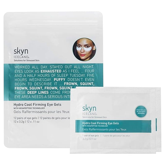 skyn ICELAND Hydro Cool Firming Under Eye Patches. Eye Gel Mask to Firm And Reduce Wrinkles, Fine Lines, Dark Circles, Puffy Eyes & Bags, 12 Pairs