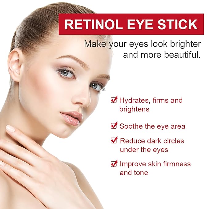 Retinol Eye Stick with Collagen,Hyaluronic Acid for Dark Circle, Wrinkles,Eye Balm Moisturizes Anti Aging,Visible Results in 3-4 Weeks, Retinol Eye Cream For Puffiness and Bags Reduces Fine Lines