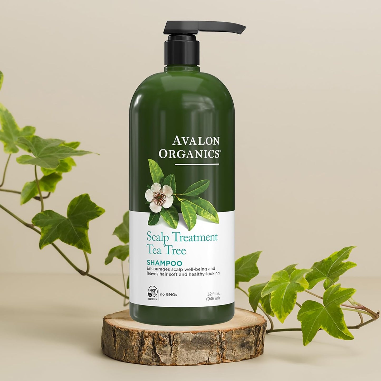 Avalon Organics Scalp Treatment Tea Tree Shampoo, Encourages Scalp Well-Being and Leaves Hair Soft, 32 Fluid Ounces