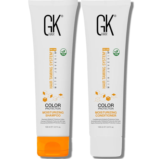 GK HAIR Shampoo &Conditioner set,Travel Size-Curly Hair Shampoo & Conditioner For Color Protection-Made with Aloe vera,Parki Butter-Free of Parabens Phthalates & Sulfate Free (3.4 Fl Oz)