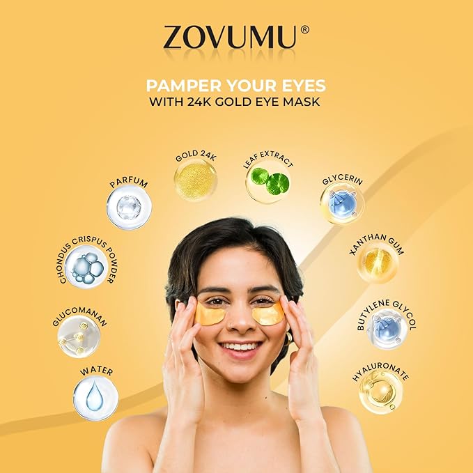 Under Eye Patches (10 Pairs) 24K Gold Skin Care Eye Mask - Puffy Eyes & Dark Circles Treatments - Eye patches Pads With Collagen, Hyaluronic Acid & Castor Oil, Skin Care for Men & Women Gift