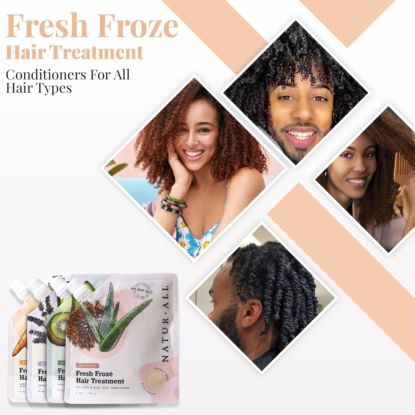 NaturAll Fresh Froze Hair Treatment-Deep Conditioner for Dry Damaged Hair–for All Hair Types-Deep Conditioning Hair Mask, Nourishing Formula for Soft & Moisturized Hair–Bundle of 4 (4 Oz. Each)