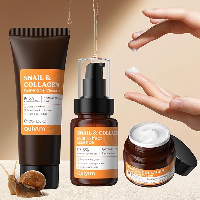 Korean Skin Care Set, Snail Mucin 97.5% Repair Cream, Collagen Facial Facial Moisturizer, Mother Day Gifts, Hydrating Repair Face Cream, Anti-Aging, Korean Skincare for Women