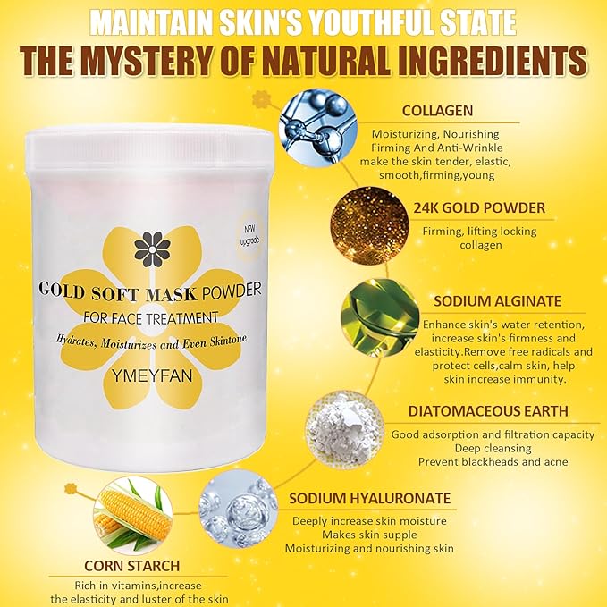 Jelly Mask for Facials Professional, 17.6Oz Upgrade Real 24K Gold Anti-Aging & Firming Jelly Masks with Tools, Peel Off for DIY Skin Care Salon Spa