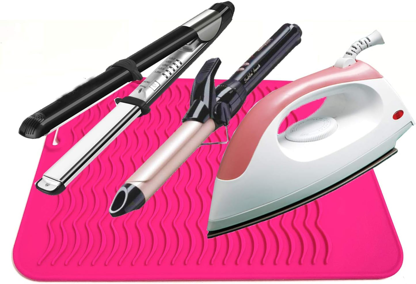 Large Heat Resistant Mat for Curling Irons, Hair Straightener, Flat Irons and Hair Styling Tools 11" x 7.5", Pink