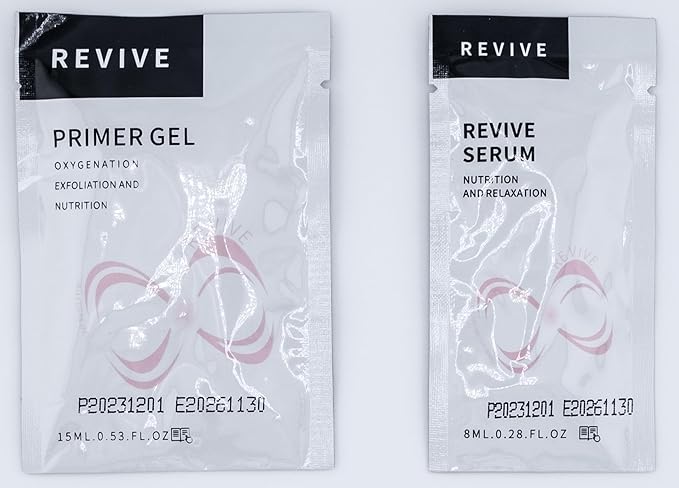 Revive - OxyGeneo Oxygen Facial CO2 Therapy Machine, Geneo Type Pods, Home Facial, 6 Pods + 6 Primer Gel + 6 Revive Serum After Treatment (NEW FORMULA less foam)