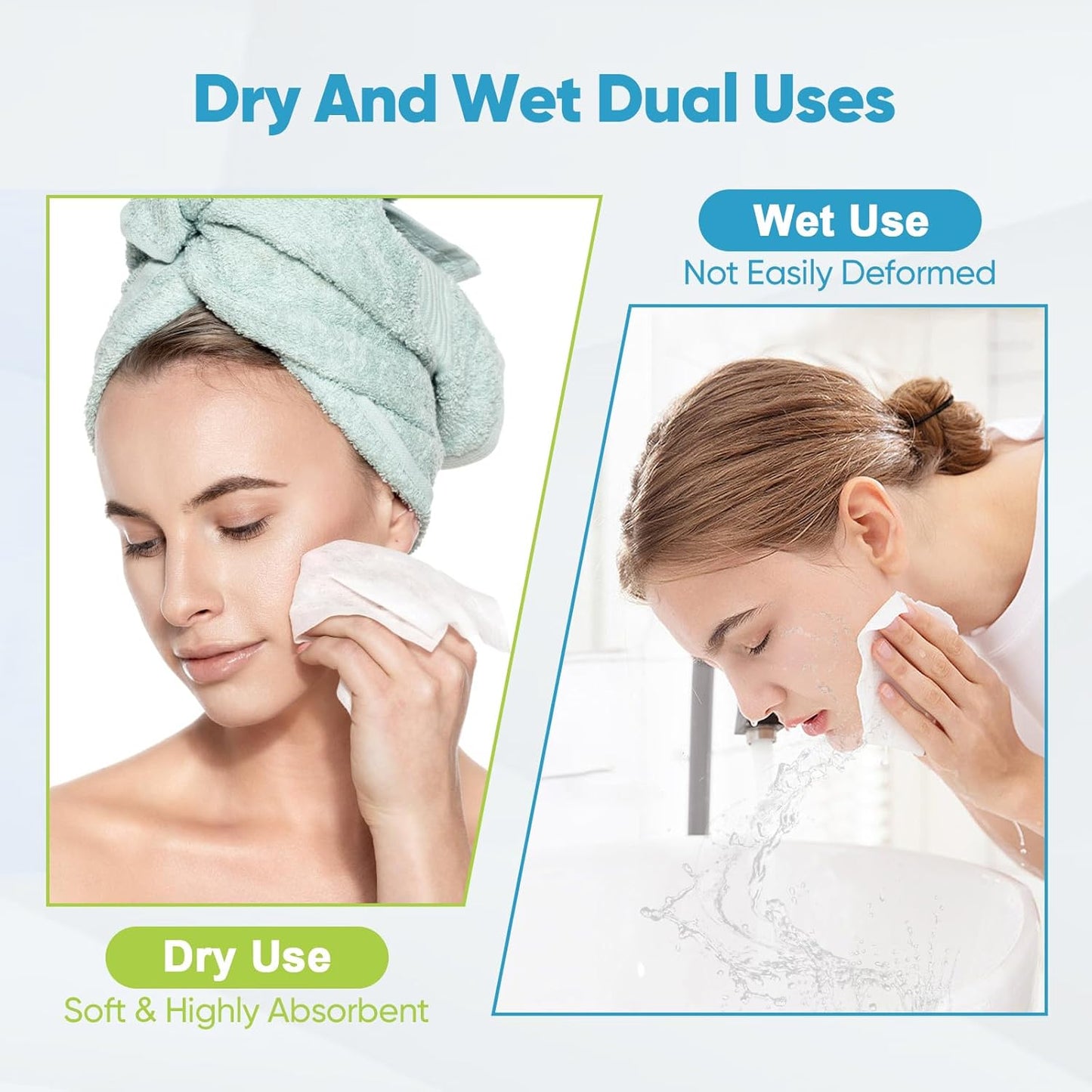 AlDEA Face Towels Disposable-600Ct, Face Towelettes for Sensitive Skin, Clean Facial Wipes for Makeup Removing, Facial Cleansing, Travel, Dry Wipes Face Cloths