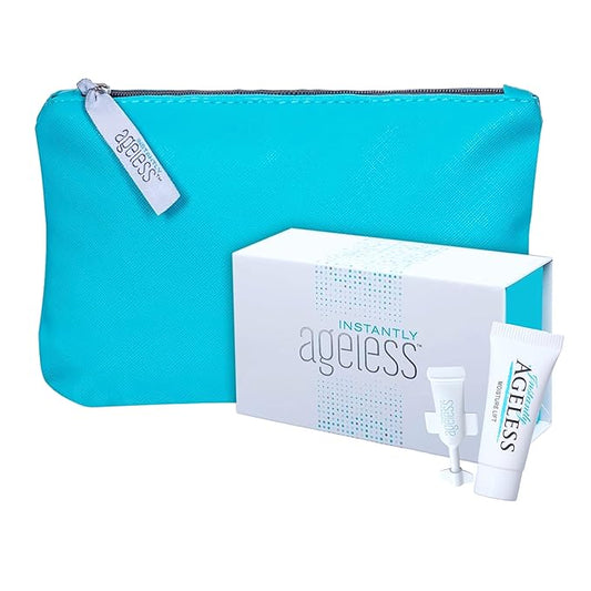 Instantly Ageless - Instant Face Lift Cream - Skin Care for Anti Aging face cream - Instant Under Eye Bags Remover - Facelift in a Box of 25 Vials with Makeup Bag