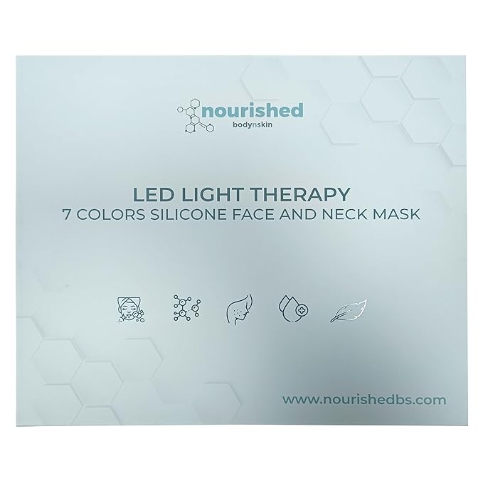 LED Light Therapy Face & Neck Mask - Facial Skin Care Device - 7 Colors Red & Blue - Rejuvenation, Anti-aging Product for Wrinkles
