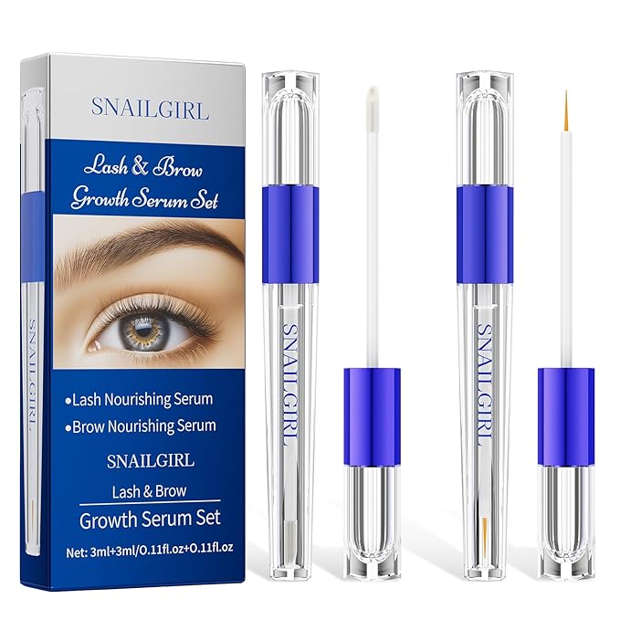 Lash & Brow Growth Serum Kit - Visible Growth in 4 Weeks, 3-Month Supply, Natural Plant Extracts for Longer Eyelashes & Fuller Eyebrows, Gentle Non-Irritating Formula (3ml x 2)