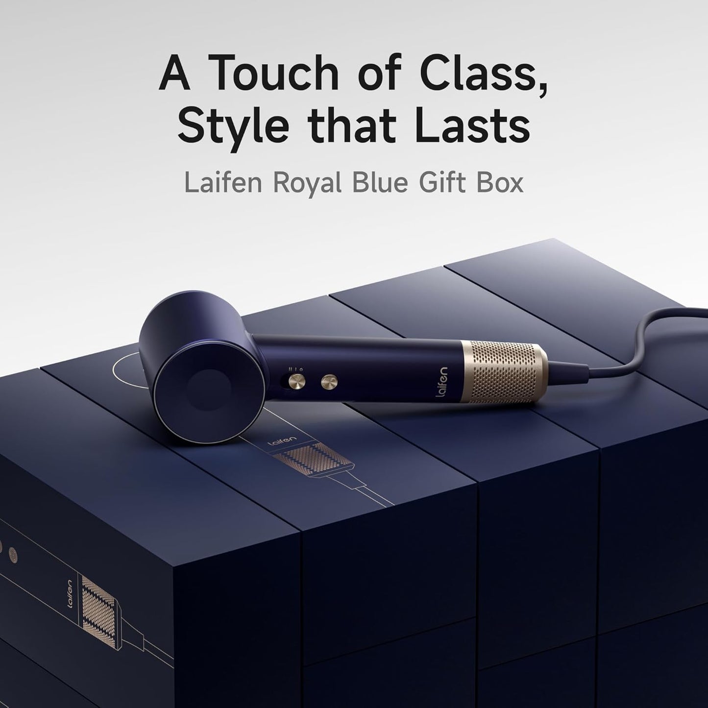 Laifen Premium High-Speed Hair Dryer Royal Blue Gift Box, Professional Ionic Portable Blow Dryer with 110,000 RPM, Lightweight, Low Noise, 360° Magnetic Styling Attachment, Wall Mount, Gift Bag