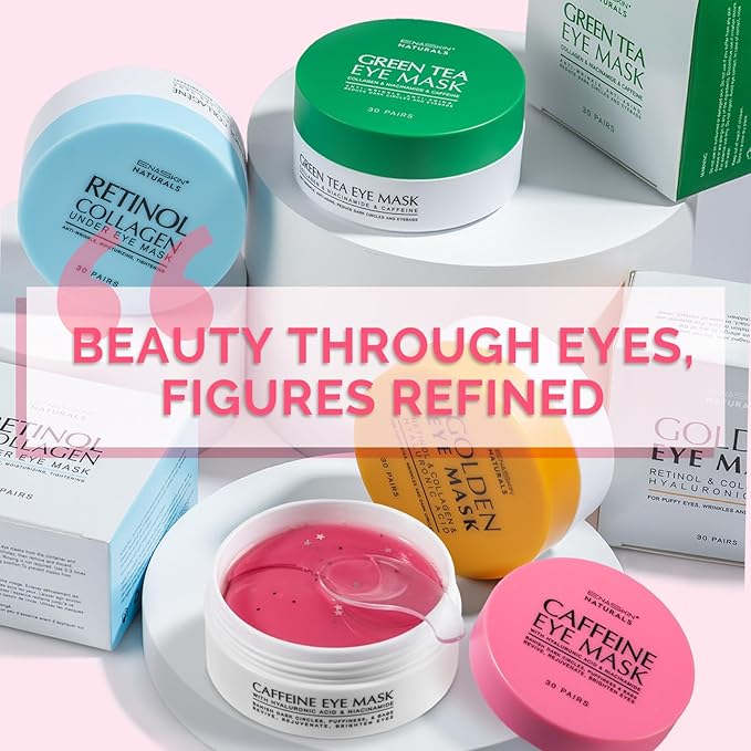 Under Eye Patches for Dark Circles: Caffeine Gel Masks for Puffiness Undereye Bags Wrinkles - Instant Brightening Moisturizing Skin Treatment Pads - Gift for Mom Traveler Night Worker, 30 Pairs (Pink)