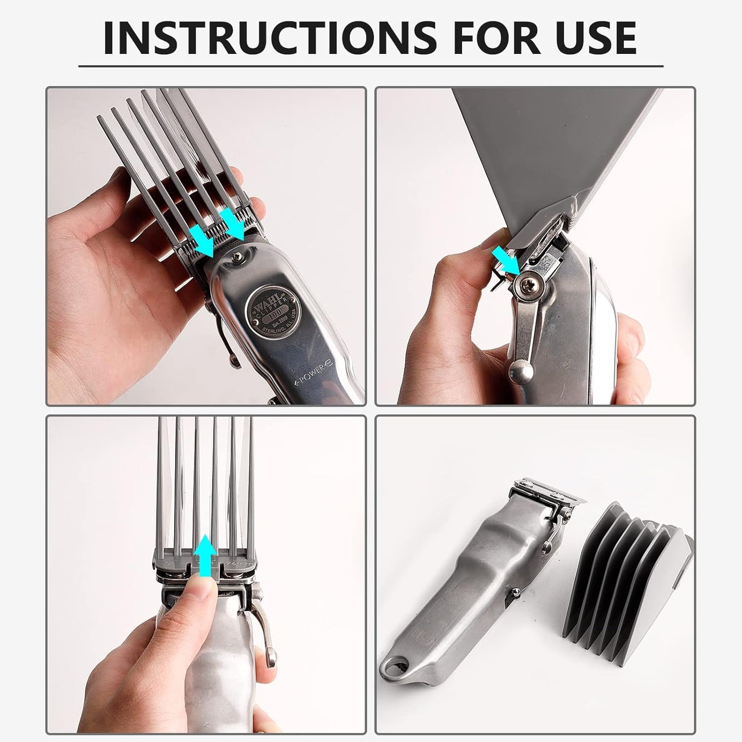 3 Inch Clipper Guards, Hair Clipper Guide Combs Premium for Wahl Clippers Mega Cutting Guides/Combs with 8 Cutting Lengths from 1.25-3 Inch Fit Most Size Wahl Clippers