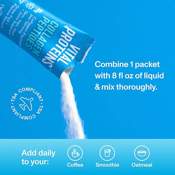 Vital Proteins Collagen Peptides Powder Travel Packs (20ct per Box) and Bovine Colostrum Supplement 90 Capsules