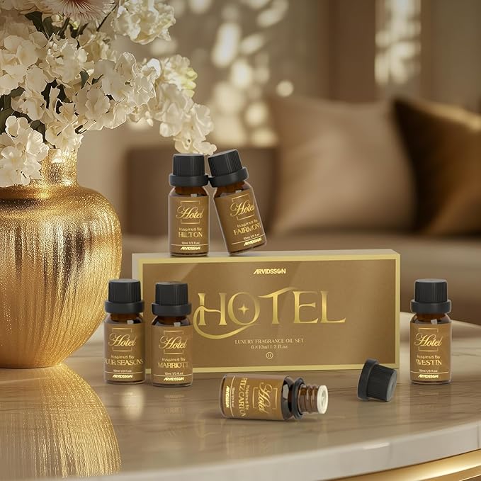 Hotel Diffuser Oils Gift Set - Luxury Hotel Scents Fragrance Oil Set, Essential Oils for Diffuser - Inspired by Ritz Carlton, Westin, Marriott, Fairmont, Hilton, Four Seasons, Gift for Women and Men