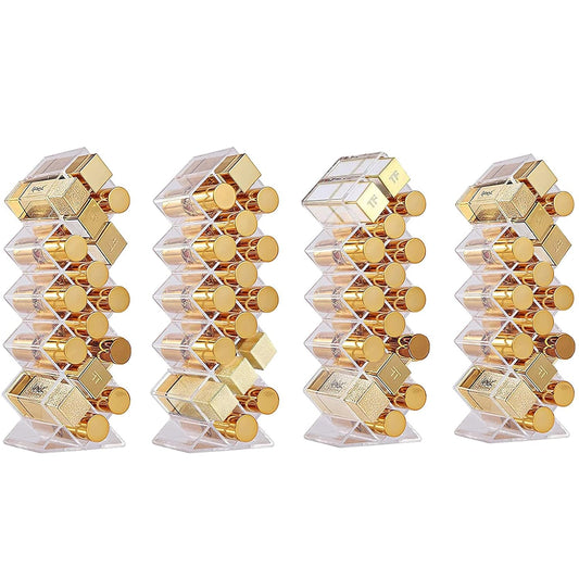 Lipstick Holder Organizer 64 Spaces Acrylic Stackable Fish Shape Lipstick Tower, Lip Gloss Storage Stand, Perfect for Lipgloss Organizers Makeup Vanity Display, Clear (4 Pack)